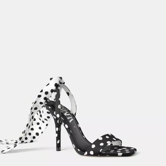 Zara polka dot high heel heel sandals - Picture 5 of 8